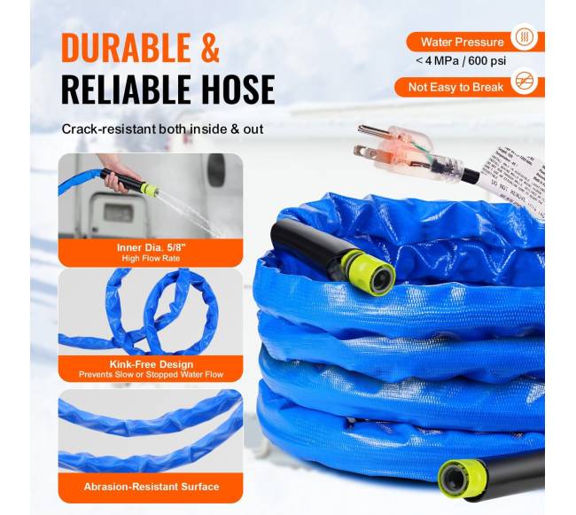 7.6 m šildomas vandens žarna RV5