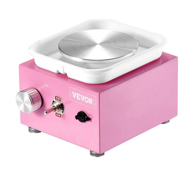 Mažas elektrinis keramikos ratas 0-320 RPM rožinis0