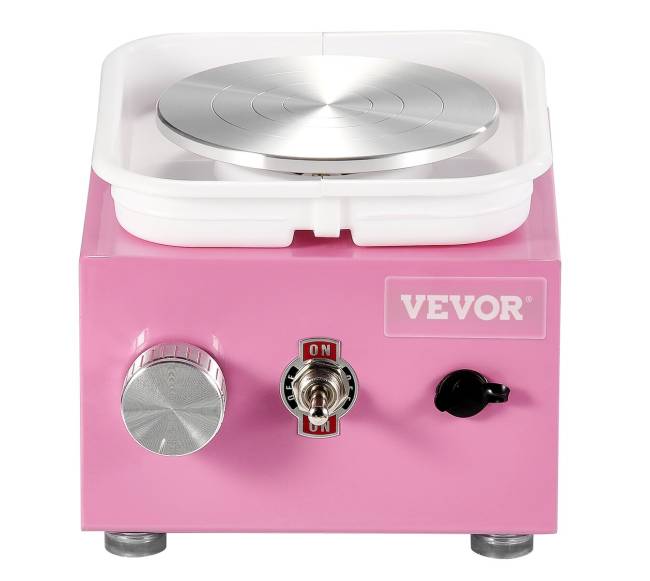 Mažas elektrinis keramikos ratas 0-320 RPM rožinis8