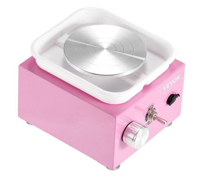 Mažas elektrinis keramikos ratas 0-320 RPM rožinis10