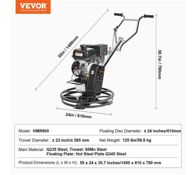 Cemento glaistyklė 61 cm 4,5 kW su plūdine plokšte6