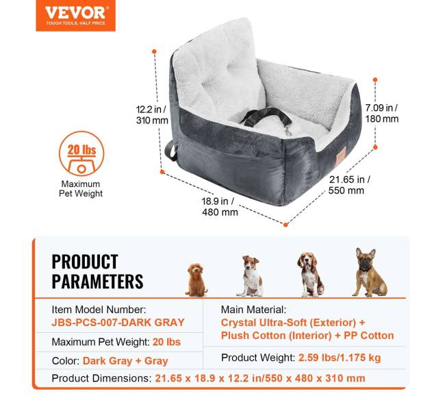 Šunų kėdutė automobiliui, tinka iki 9 kg6