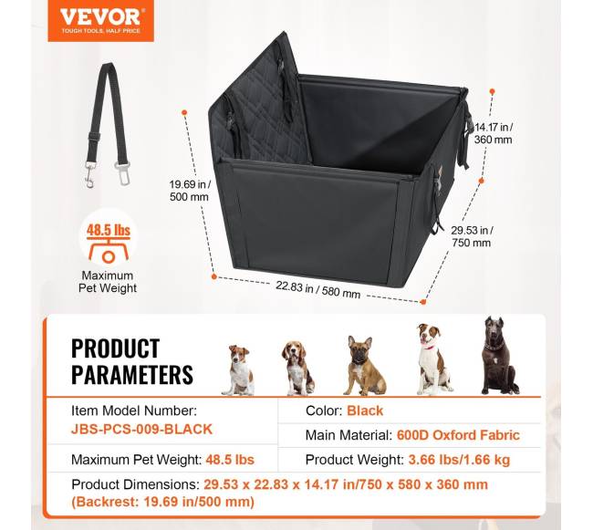 Juoda šuns kėdutė automobiliui iki 22 kg6