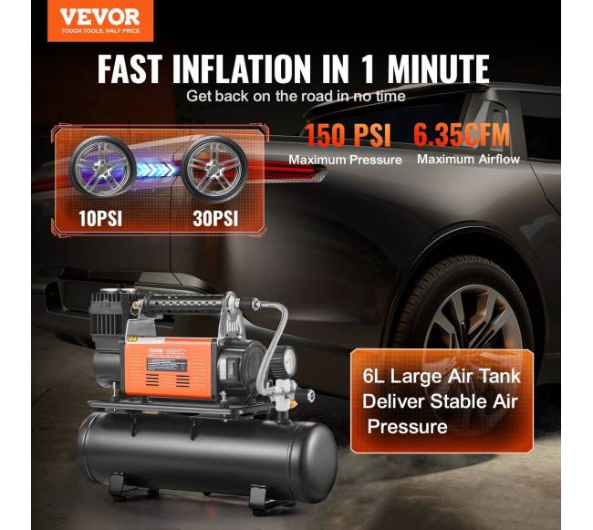 12V nešiojamas oro kompresorius su 6L baku1