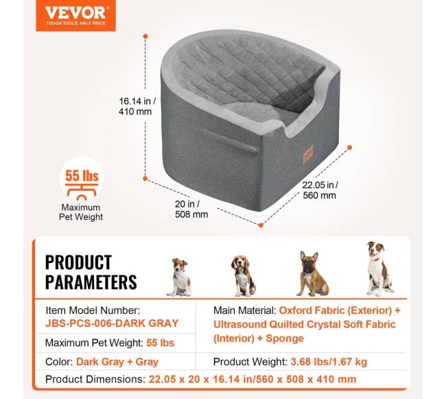 Pilkoji šunų automobilio kėdutė iki 25 kg6