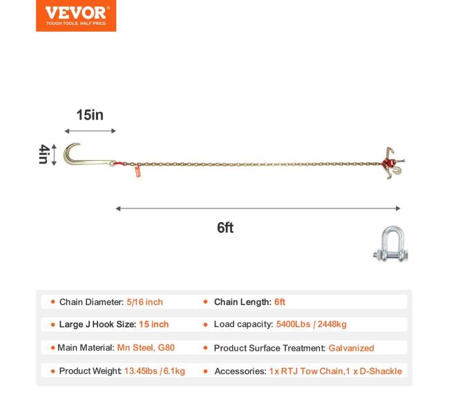 G80 grandinės vilkimo kabliukas 6 pėd.6