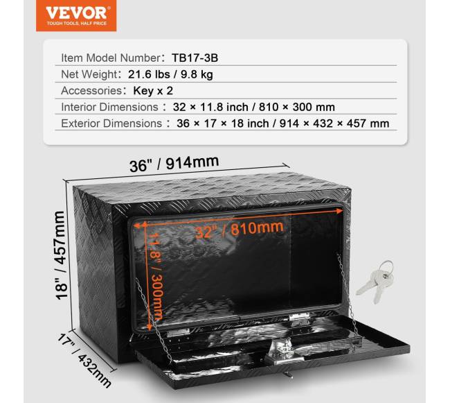 Aliumininė įrankių dėžė 91x43x45 cm po sunkvežimiu6