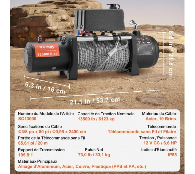 Elektrinė gervė sunkvežimiui 6123 kg plieninė IP656