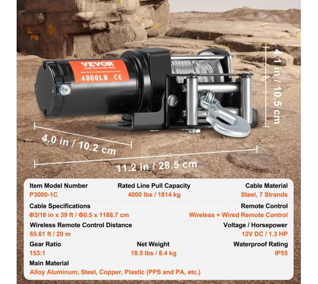 Elektrinis gervė ATV UTV kabelis 1814 kg6