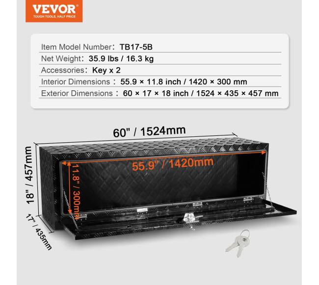 Aliumininė sunkvežimio įrankių dėžė 152x43x46 cm6