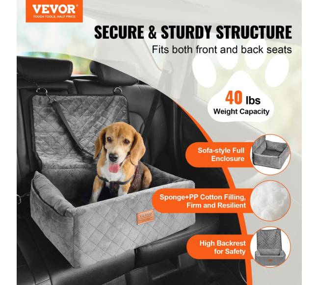 Šuns automobilio kėdutė mažiems ir vidutiniams šunims pilka1