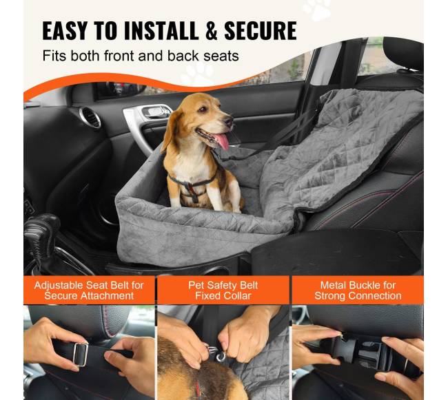 Šuns automobilio kėdutė mažiems ir vidutiniams šunims pilka3