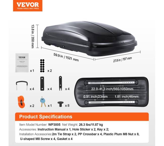 Stogo bagažinė 8 kubinių pėdų talpa automobiliams6