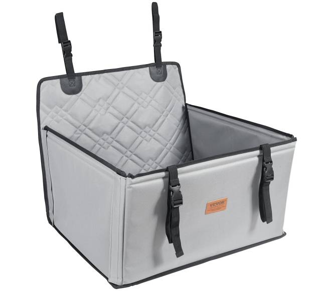 Pilkas automobilinis krepšys šunims iki 18 kg0