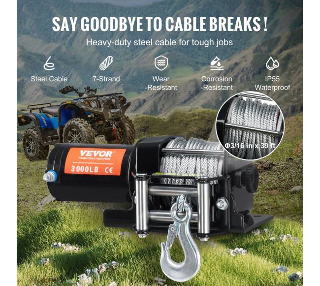 Elektrinė gervė ATV UTV 1361 kg plieninė3