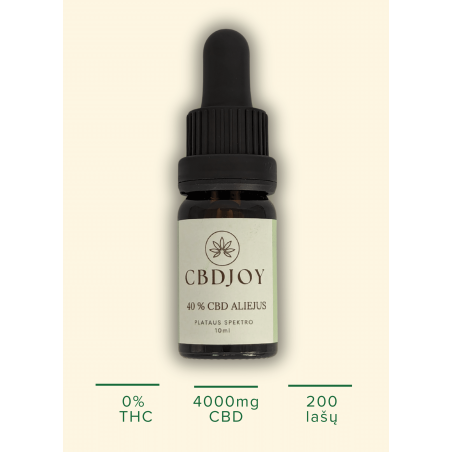 40% CBD aliejus

Galiojimo laikas: 12 mėnesių nuo buteliuko atidarymo.

Pagaminta Europos Sąjung0
