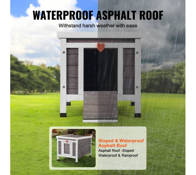 Lauko katės namelis su stogu ir PVC durelėmis2