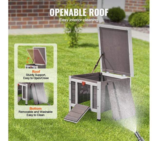 Lauko katės namelis su stogu ir PVC durelėmis3