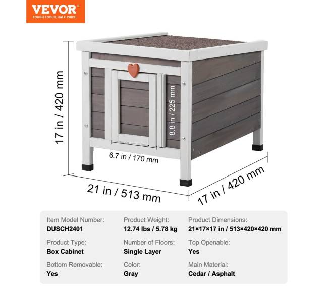 Lauko katės namelis su stogu ir PVC durelėmis6