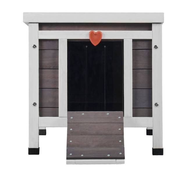 Lauko katės namelis su stogu ir PVC durelėmis8