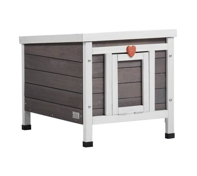 Lauko katės namelis su stogu ir PVC durelėmis9