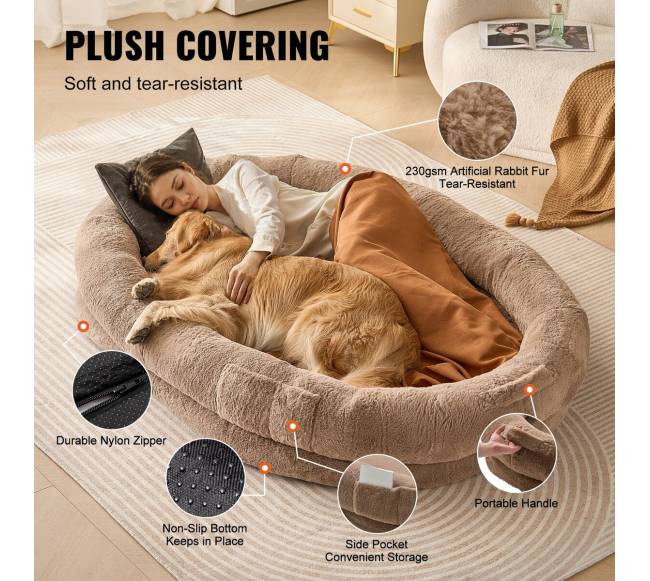 Žmonių dydžio lova šunims su dirbtiniu triušio kailiu2