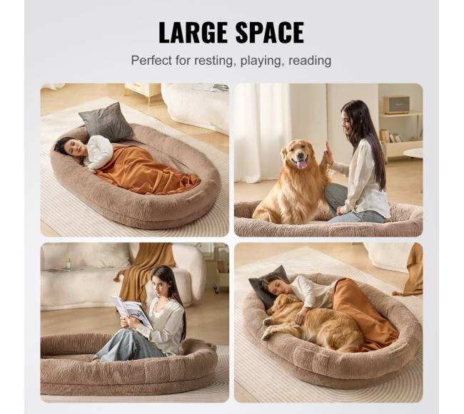 Žmonių dydžio lova šunims su dirbtiniu triušio kailiu5