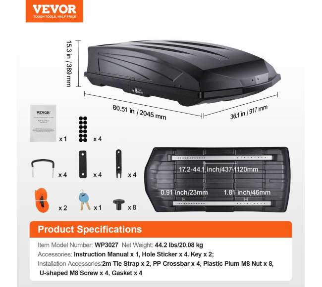 Stogo bagažinė 488 litrų talpos ABS6