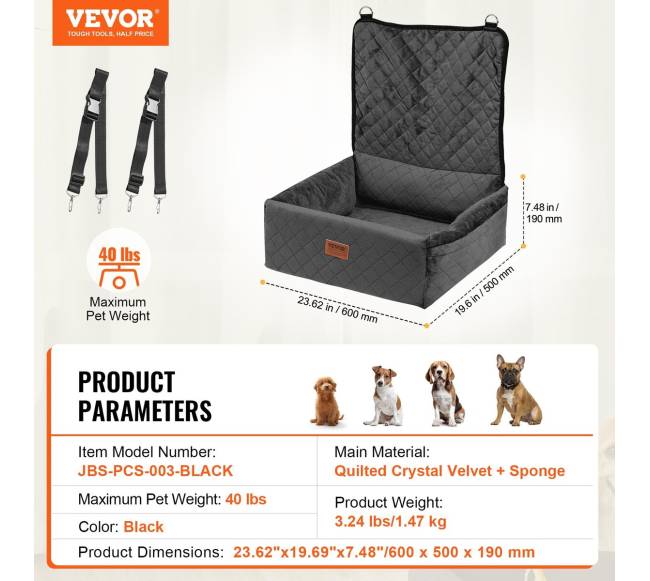 Šuns kėdutė automobiliui iki 18 kg juoda6