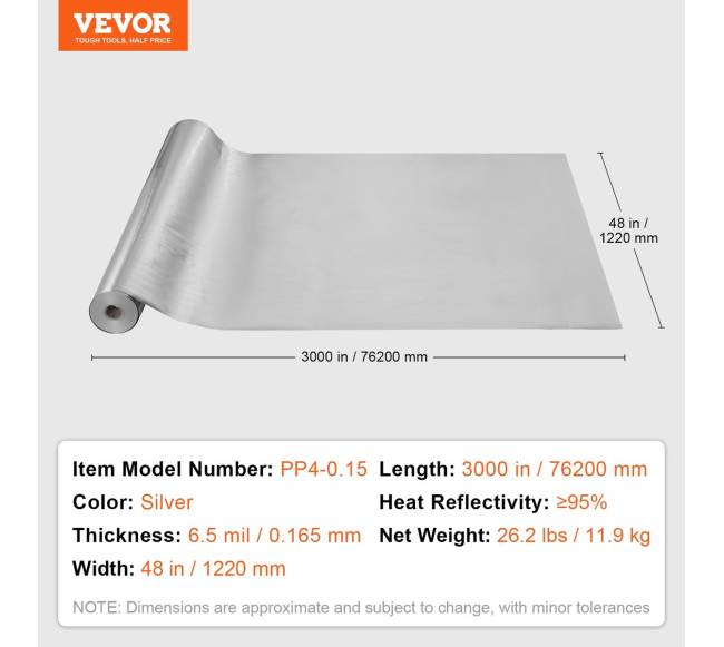 Dviejų sluoksnių atspindinti izoliacija 122x7620 cm6