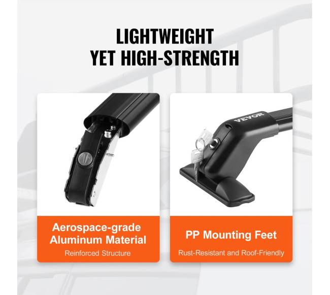 Universalus automobilių stogo bagažinės skersinis su užraktu4