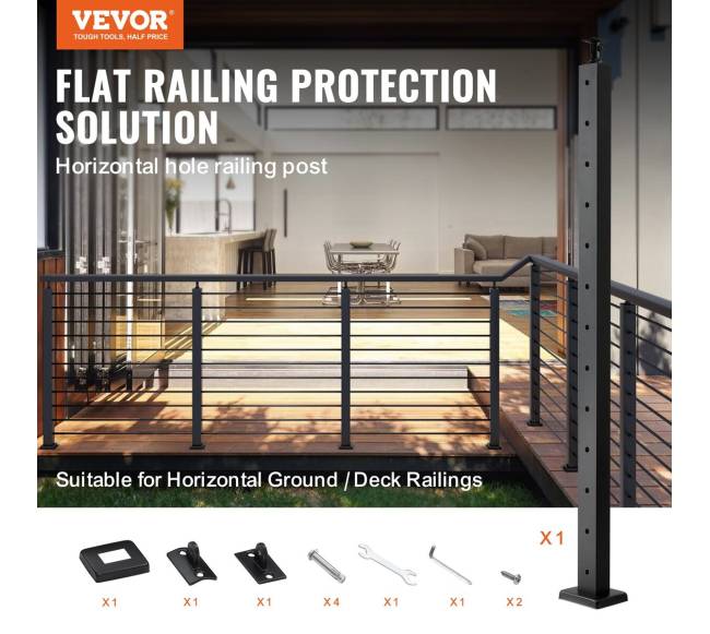 juodas horizontalių skylių turėklų stulpas 106cm1