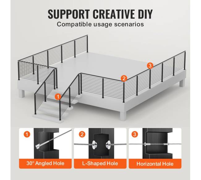 juodas horizontalių skylių turėklų stulpas 106cm4