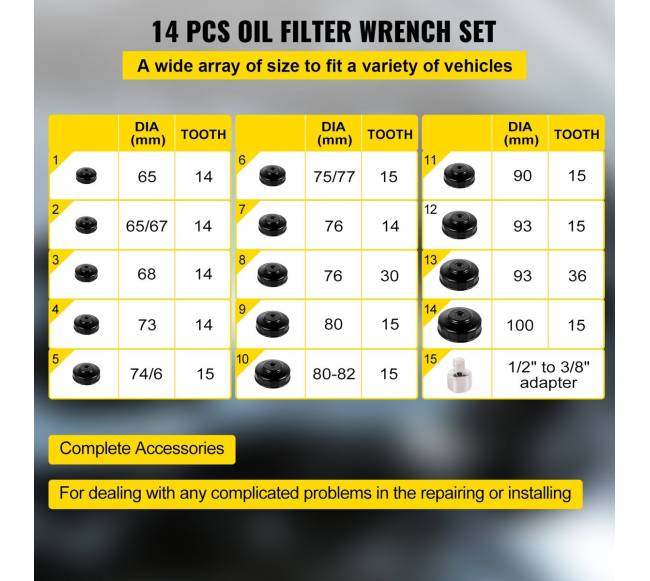 Alyvos filtro galvos raktas 15 dalių rinkinys2