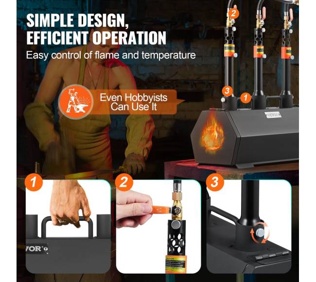 Nešiojama propano krosnis su 3 degikliais iki 1427C4
