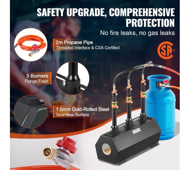 Nešiojama propano kalvė su 3 degikliais3