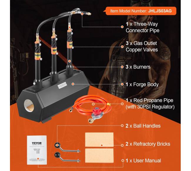 Nešiojama propano kalvė su 3 degikliais6