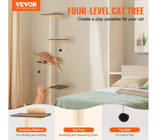 Sieninis kačių laipiojimo medis su platforma1