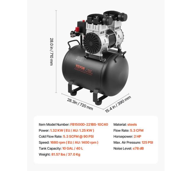 Kompresorius be alyvos 10 gal 90 PSI6