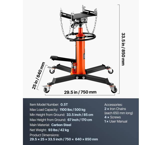 Hidraulinis transmisijos keltuvas 500 kg6