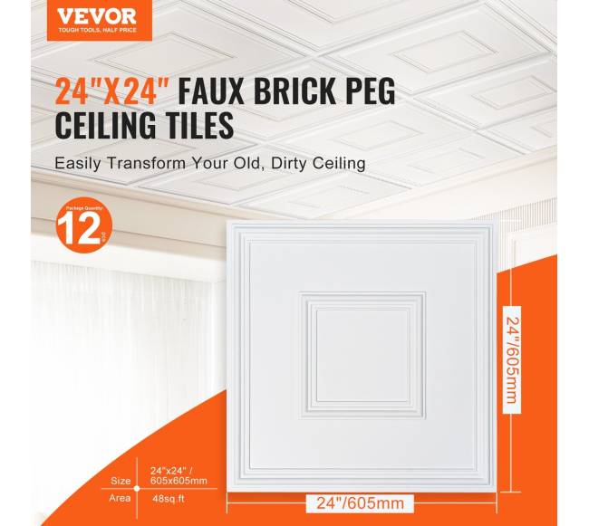 12 vnt. PVC lubų plokštės 61x61 cm1