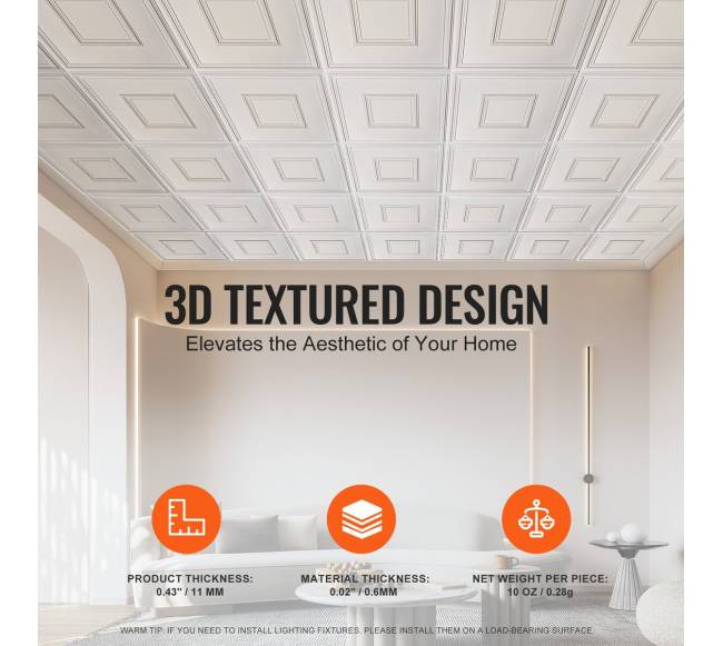 12 vnt. PVC lubų plokštės 61x61 cm3