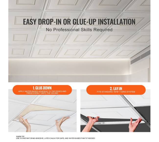 12 vnt. PVC lubų plokštės 61x61 cm4