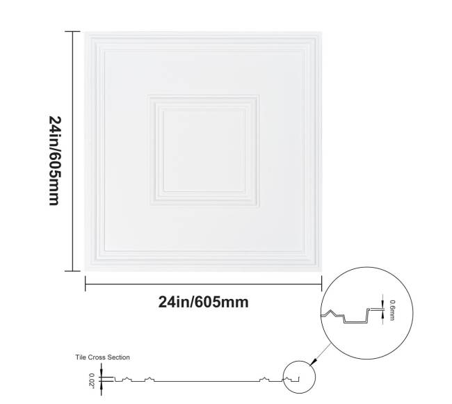 12 vnt. PVC lubų plokštės 61x61 cm8
