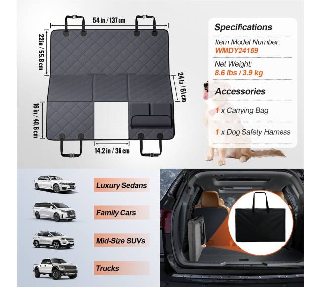 Šunų automobilio sėdynės uždangalas 137 x 61 cm6
