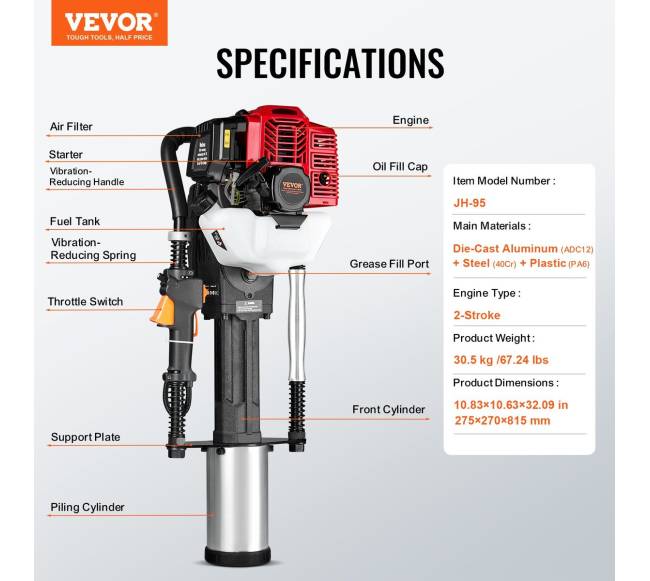 52 cc benzininis T kuolų kalėjas, dviejų taktų6