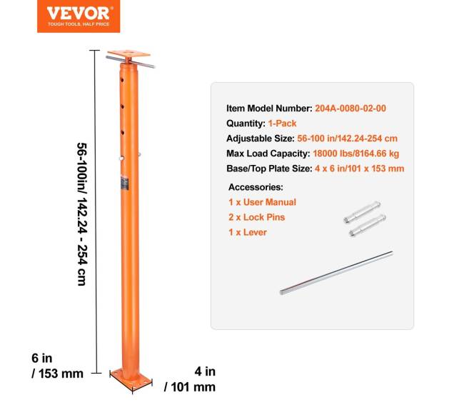 Reguliuojama namų atraminė kolona 142-254 cm6