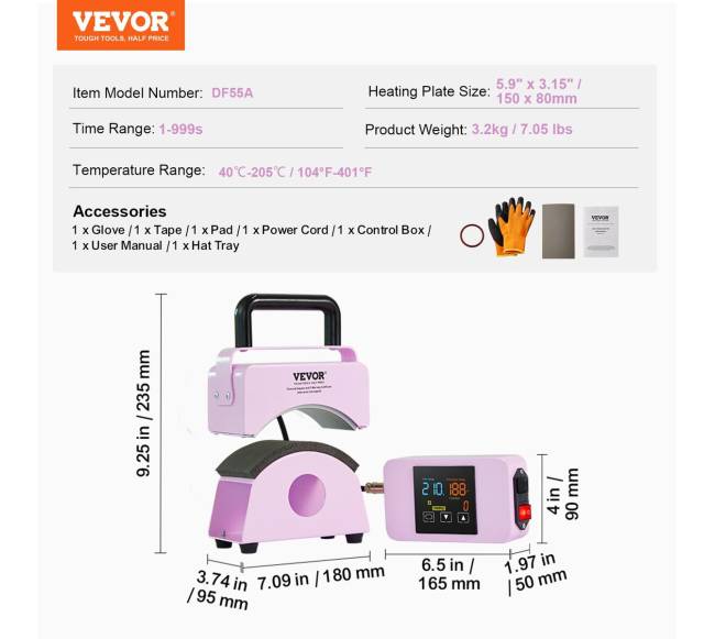 Mini kepuraičių spaustuvas 5.9x3.15 colio plokštė (violetinė)6