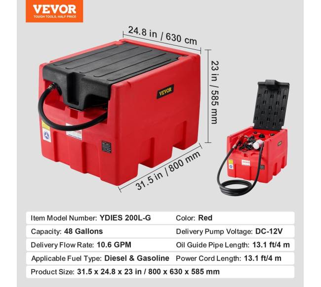 48 galonų dyzelino ir benzino bakas su pompa6