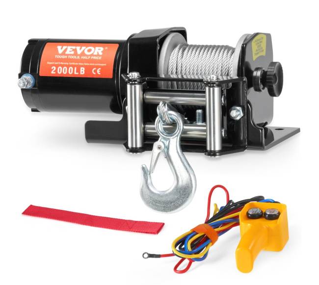 Elektrinė gervė ATV UTV 907 kg su plieniniu kabeliu0